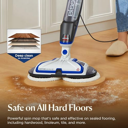 BISSELL SpinWave Hard Floor Expert Corded Spin Mop Cleaner, 20393 | Powerful electric spin mop; washable reusable pads; corded for consistent power on hard floors - style: SpinWave Corded