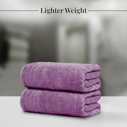 4 Piece Extra Large Bath Towels 30 x 60 Inches, Purple | 100% Cotton, Larger & Lighter Weight, Quicker to Dry, Super Soft and Absorbent, Perfect for Bathroom - color: Purple