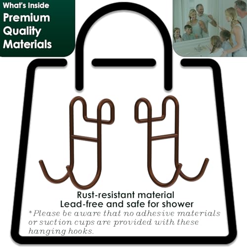 Shower Caddy Hooks, Razor Hanger for Shelf and Loofah (Bronze - 2 Open) - color: Bronze - 2 Open