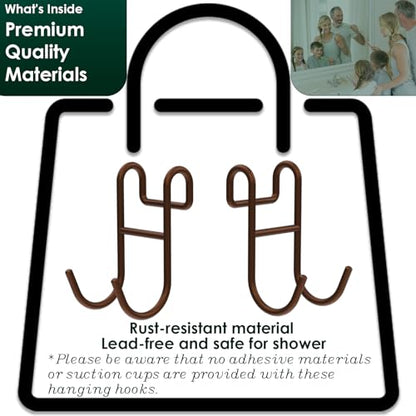 Shower Caddy Hooks, Razor Hanger for Shelf and Loofah (Bronze - 2 Open) - color: Bronze - 2 Open
