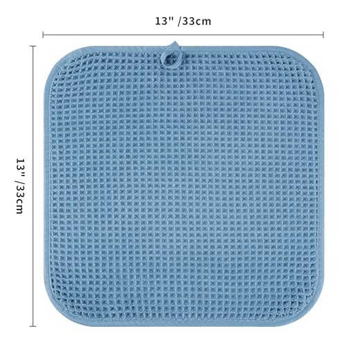 Microfiber Waffle Face Towels, 2 Pieces, Oversized, Soft, Absorbent, Fast Drying, Lint Free 430 GSM (Blue) - color: Blue