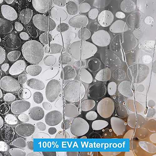 UFRIDAY Clear Shower Curtain 48 x 72 inches,3D Cobblestone Stall Shower Curtain Liner for Bathroom Water Repellent EVA Plastic Shower Liners with 2 Big Heavy Magnets - color: Cobblestone Clear, size: 48"W x 72"L (Pack of 1)