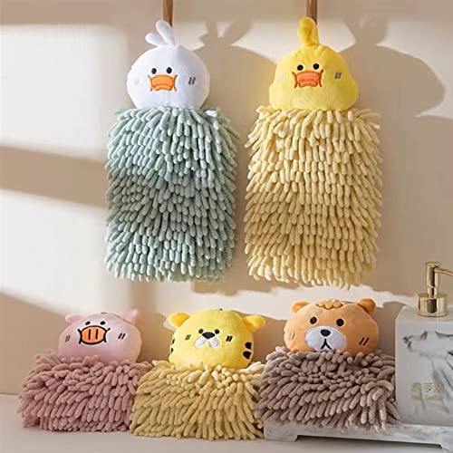 Ivymei 3 Pack Double-Sided Fuzzy Animal Chenille Hand Towels Cute Hanging Hand Towels with Loop for Bathroom Kitchen,Quick Dry(2 Mix) - color: 2 Mix