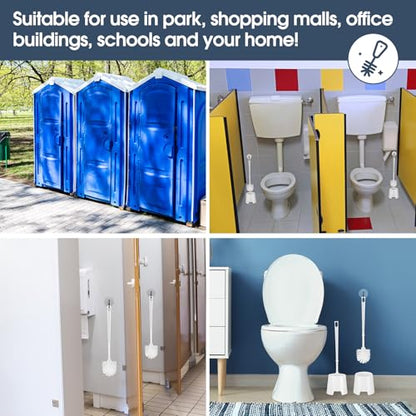12 Sets Toilet Brushes and Holders Set White Toilet Bowl Brushes for Bathroom Scrub with Plastic Holders for Bathroom Cleaning Accessories