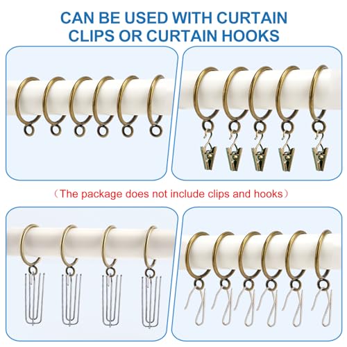 44 Pack Curtain Rings with Eyelets, Metal Drapery Rings for Pinch Pleat Curtains, Drape Ring 1.5 Inch I D, Fits Up to 1.2 in Rod (Bronze) - color: Antique Bronze