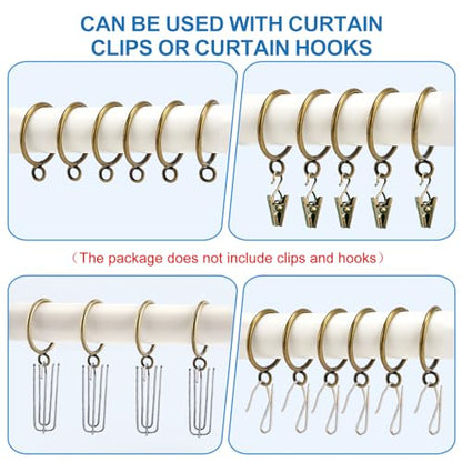 44 Pack Curtain Rings with Eyelets, Metal Drapery Rings for Pinch Pleat Curtains, Drape Ring 1.5 Inch I D, Fits Up to 1.2 in Rod (Bronze) - color: Antique Bronze
