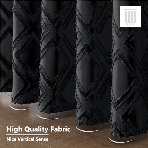 Black Shower Curtain Set for Bathroom, 36 “ Width Stall Small Boho Shower Curtain with 12 Hooks, Soft Lightweight Jacquard Design Fabric Shower Curtain, Machine Washable, Black, 36 W x 72 L - color: Black, size: 36"W x 72"L (Pack of 1)