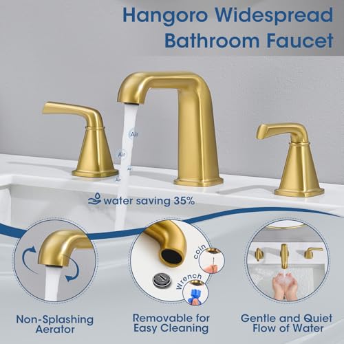 Gold Bathroom Faucet,Bathroom Sink Faucet,Brushed Gold Bathroom Faucet 3 Hole, with Pop Up Drain and CUPC Supply Lines for Vanity,Lavatory RV Farmhouse (HG-8904-BG) - color: B-Brushed Gold