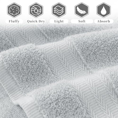 VOOVA & MOVAS Light Gray Hand Towels 2 Pack, 100% Cotton, 13x29 in | Lightweight Ultra Soft & Highly Absorbent, Quick Dry, Built-in Hanging Loop, Great for Home, Gym & Hotel - color: Lightgray