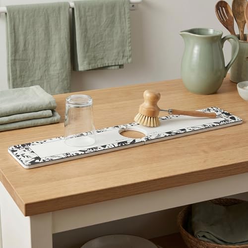 Faucet Mat for Kitchen Sink Splash Guard, Kitchen Sink Mat, Floral Stone Drying Mat for Kitchen Counter 23.6*3.9 inch Beige