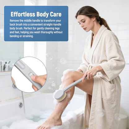 31" Back Bath Brush for Shower with U-Shaped Long Handle, Curved Handled Back Sponge Washer, Back Scrubber for Shower for Men, Women, Elderly, Frozen Shoulder, Adaptive Equipment for Shower - size: soft brush *2