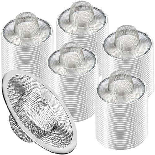 Heavy Duty Stainless Steel Slop Basket Filter Trap Mesh Metal Sink Strainer Perfect for Kitchen Sink/Bathroom Bathtub Wash Basin Floor Drain Balcony Drain Hole Utility (2.75" 100pcs) - size: 2.75" 100pcs