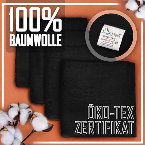 Set of 10 Washcloths Made of 100% Cotton - Soft and Absorbent Face and Hand Towels - Practical for Bathroom and Kitchen - 12 x 12 in (Black) - color: Black
