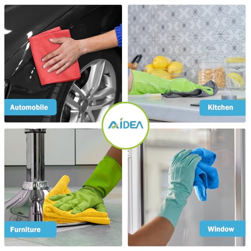 AIDEA Microfiber Cleaning Cloth Grey-50PK, Soft Absorbent Rags, Microfiber Towels for Cars, Kitchen Towels, Dusting Cloth for Home, Window, Cleaning Supplies, 12"×12" - color: Grey