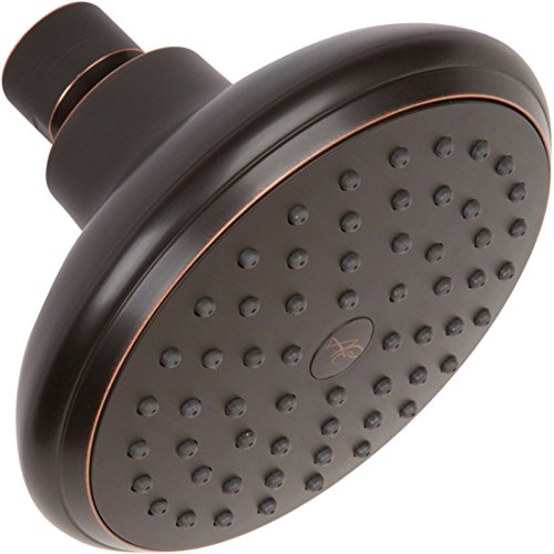 High Flow Shower Head - 2.5 GPM - Oil-Rubbed Bronze | 4 Inch Wall Mount Water Saving Bathroom Showerhead Nozzle For Boosting Low Pressure Showers With Adjustable Brass Ball Joint - color: Oil Rubbed Bronze