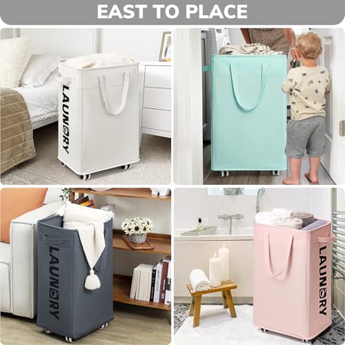 Goodpick 75L Rolling Laundry Basket with Removable Wash Bag for Living Room | Laundry Basket with Wheels, Collapsible Laundry Basket, Rolling Laundry Hamper with Handle for College Dorm,Blue - color: Blue 1-Pack