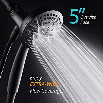 AquaDance New Magnetic Docking 8-setting High Pressure Handheld Shower Head | Space-age Magnetic Guidance Bracket System, Giant 5-inch Face, Extra-long 72-inch Stainless Steel Hose - Bronze - color: Oil Rubbed Bronze