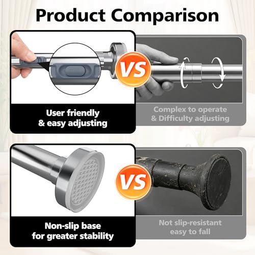 Tension Curtain Rod, Stainless Steel Shower Rods for Bathroom | 43-86 Inch, No Drill, Rustproof, Adjustable, Brushed Nickel, Bathroom & Closet - color: Brushed Nickel, size: 43-86 Inch