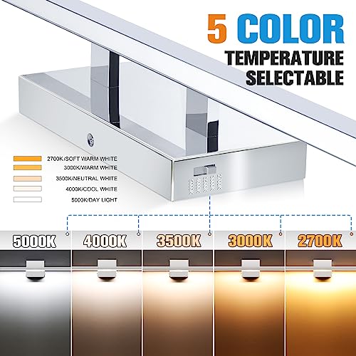 VOLISUN 48-Inch Dimmable Bathroom Vanity Light, 30W 5CCT LED Fixture Over Mirror, Chrome, ETL Certificated - color: Chrome, size: 48inch