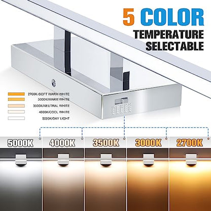 VOLISUN 48-Inch Dimmable Bathroom Vanity Light, 30W 5CCT LED Fixture Over Mirror, Chrome, ETL Certificated - color: Chrome, size: 48inch