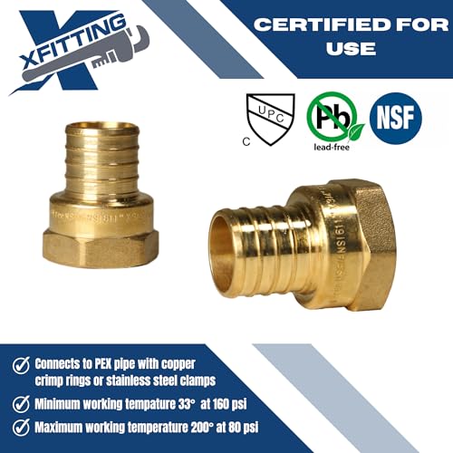 XFITTING 1 inch Pex x 3/4 inch Female NPT Adapter, 23-4-6=2X, 2 Pieces - size: 1" Pex x 3/4" Female