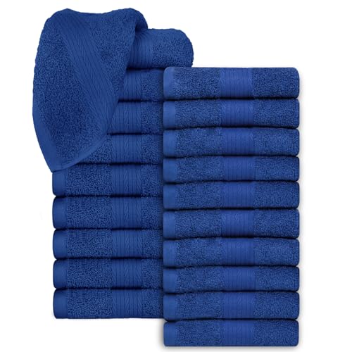 100% Cotton Washcloths 12x12 Inches, 600 GSM, Soft & Absorbent, Durable, Set of 20, Navy Blue - color: Navy, size: Washcloth Set of 20