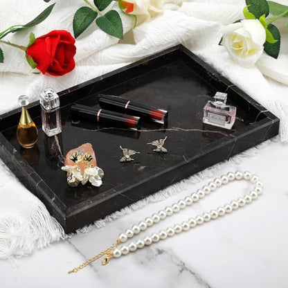 Brown Marble Tray,Pure Natural Vanity Tray | Marble Tray for Kitchen Counter Non-Ceramic/Non-Resin,Stone Trays 12 x 8 inch - color: Brown