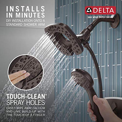 Delta 4-Setting In2ition 2-in-1 Dual Shower Head with HandHeld Spray, Venetian Bronze Detachable Shower Head with Hose, Showerhead, 1.75 GPM Flow Rate, Venetian Bronze 58498-RB - color: Venetian Bronze