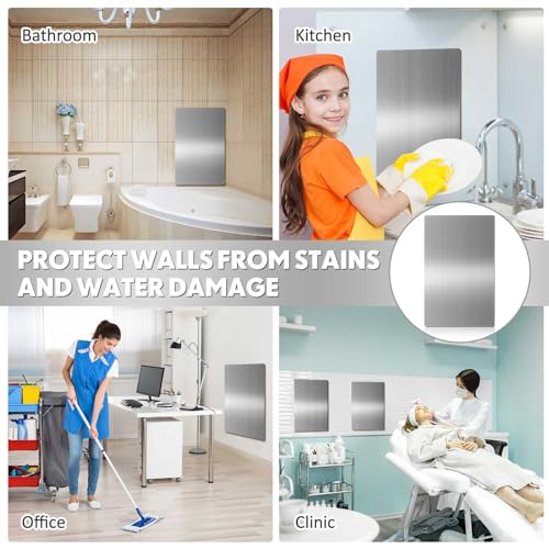Gisafai 1 Pcs 24 x 16 Inch Stainless Steel Backsplash Panel Hand Dryer Splash Guard Wall Backsplash Protector with Ultra Strength Adhesive for Bathroom, Kitchen, Stovetop - size: 24 X 16 Inches