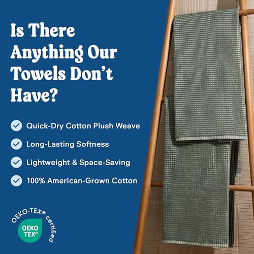 ONSEN Sculpted Terry Bath Towels, 100% American Cotton, Quick Dry Lint Free, Lightweight Absorbent Bath Towel Set with Hanging Loop, 28x55 in (Spruce, 2X Bath Towel) - color: Spruce, size: 2X Bath Towel