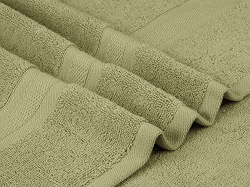 Towel and Linen Mart 4 Pieces Bath Towel Sets - Sage Green - 2 ply Low Twist Luxurious,Quick Dry, Extra Absorbent, 100% Ring Spun Cotton 600 GSM (27 x 54, Pack of 4) - color: Sage Green