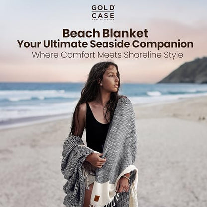 Gold CASE Turkish Beach Towel Set of 4 – 100% Cotton Large Turkish Bath Towels 67 x 38'' – Aphrodite Extra Large, Quick Dry & Sand Free Towels – Peshtemal for Pool – Grey - color: Grey, style: Aphrodite Beach Bath Towel