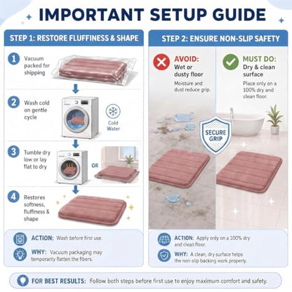 Memory Foam Bathroom Rugs Sets 3 Piece Dusty Rose - color: Dusty Rose