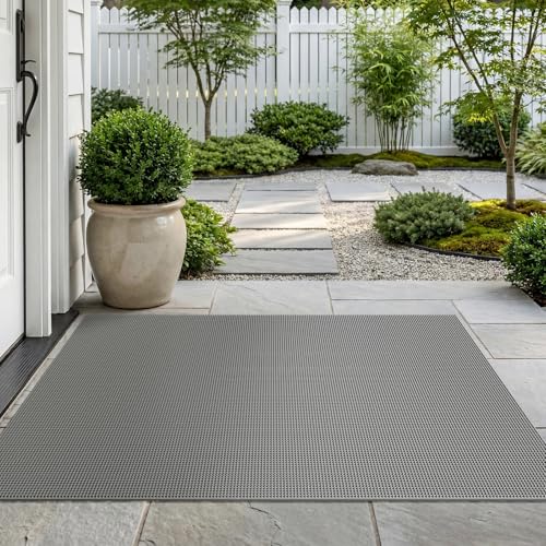 Front Door Mat Outside Entrance 31x47, Heavy Duty Non Slip, Outdoor Floor Mats Welcome Floor Doormat, Dirt Waterproof Exterior Entry Mats All Weather for Patio Entryway Kitchen Industral Bar Grey - color: Grey-c, size: 31''x47''