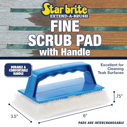 STAR BRITE Fine White Scrub Pad with Interchangeable Handle - size: Medium, style: Fine White