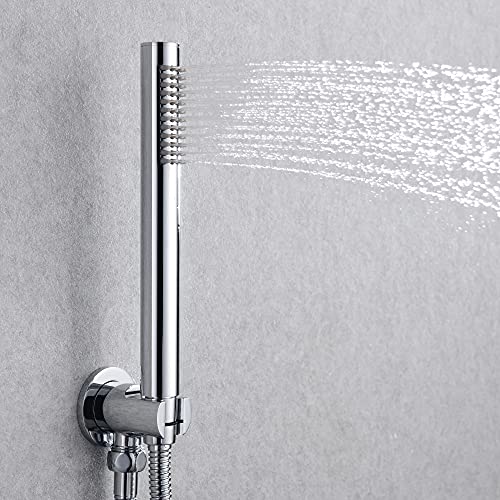 SUMERAIN Rain Shower System with Waterfall Tub Spout, Chrome | Tub Shower Faucet Set, 8 inches Shower Head, Brass Hand Shower, Concealed Box Design, Easy to Maintain and Install - color: Chrome, size: 3 Function