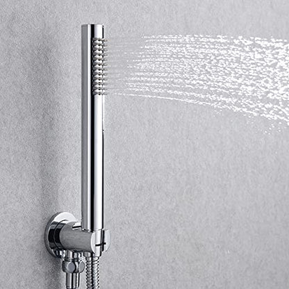 SUMERAIN Rain Shower System with Waterfall Tub Spout, Chrome | Tub Shower Faucet Set, 8 inches Shower Head, Brass Hand Shower, Concealed Box Design, Easy to Maintain and Install - color: Chrome, size: 3 Function