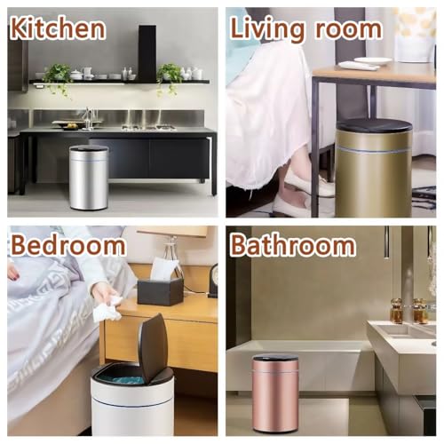 Smart Trash Can, Sensor Opening and Closing (1, Gold) | Automatic Trash Can for Living Room, Bedroom, Kitchen and Bathroom - color: Gold