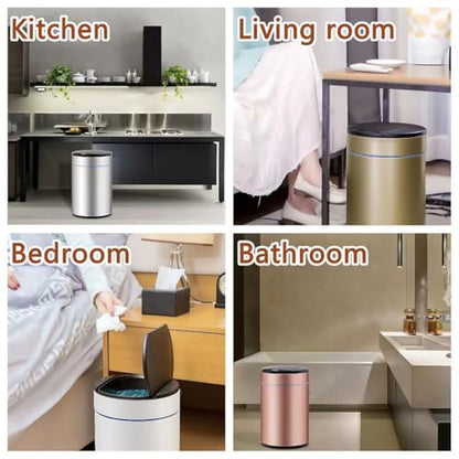Smart Trash Can, Sensor Opening and Closing (1, Gold) | Automatic Trash Can for Living Room, Bedroom, Kitchen and Bathroom - color: Gold