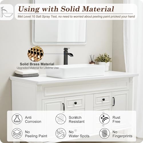 Bronze Waterfall Vessel Sink Faucet, Brass 12 Inch Tall Bathroom Faucets Single Hole Single Handle for Bathroom Bowl Sink with Pop-up Drain & Hoses for Vanity Countertop Modern Farmhouse - color: Oil Rubbed Bronze - Farmhouse