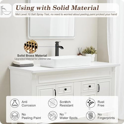 Bronze Waterfall Vessel Sink Faucet, Brass 12 Inch Tall Bathroom Faucets Single Hole Single Handle for Bathroom Bowl Sink with Pop-up Drain & Hoses for Vanity Countertop Modern Farmhouse - color: Oil Rubbed Bronze - Farmhouse