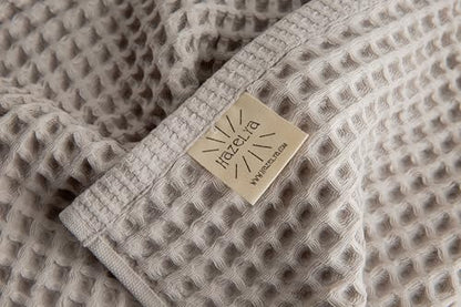 Waffle Cotton Bath Towels-100% Turkish Cotton, Quick Dry, Ultra Soft, Premium Absorbent, Weave Design, Fast Drying-2 Pieces Bath Towel Set (1 Large Bath Towel and 1 Hand Towel) (Beige) - color: Beige