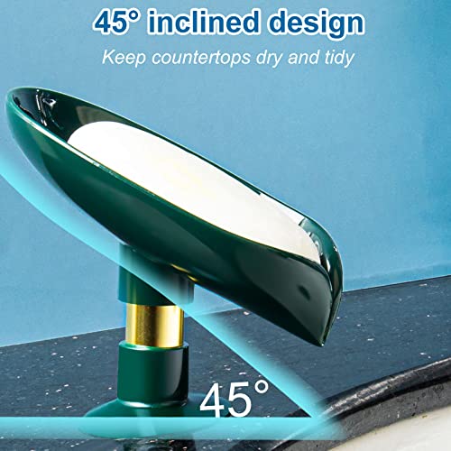 2 Pack Soap Holder, Self Draining Soap Dish Holder, Not Punched Easy Clean Bar Soap Holder, with Suction Cup Soap Dish Suitable for Shower, Bathroom, Kitchen Sink (Dark + Light Green) - color: Dark Green + Light Green