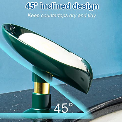 2 Pack Soap Holder, Self Draining Soap Dish Holder, Not Punched Easy Clean Bar Soap Holder, with Suction Cup Soap Dish Suitable for Shower, Bathroom, Kitchen Sink (Dark + Light Green) - color: Dark Green + Light Green