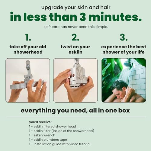 Eskiin Shower Head Water Filter Replacement For The Eskiin Showerhead - High Pressure Shower Heads Replacement For Smooth Hair & Skin - Replacement Cartridge Fits The Eskiin Filtered Shower Head