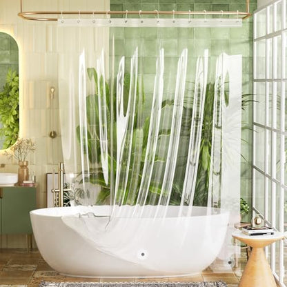 Bathway Shower Curtain Liner, Clear Shower Curtain Liner 72x108 PEVA Waterproof Shower Curtain Liner Plastic with 3 Magnets and 12 Rustproof Metal Grommets, Extra Long Shower Liner for Bathroom - color: 1a-clear, size: 72"W x 108"L (Pack of 1)