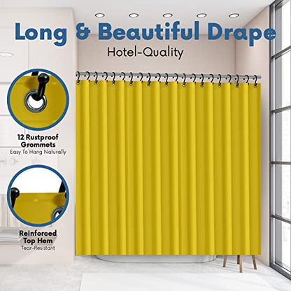 No Smell Shower Curtain Liner 72x72 Yellow - PEVA Plastic Shower Curtain for Bathroom, PVC-Free Waterproof Yellow Shower Liner with Metal Grommets and Magnet-Weighted Bottom Hem - Washable Liner - color: Yellow