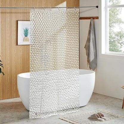 NTBAY EVA Shower Curtain Liner, 36 x 72, 6 Gauge, Clear Water Cube | Water-repellent EVA Liner with 3 Bottom Magnets, 12 Reinforced Grommets, and 12 Plastic Hooks - color: Clear Water Cube, size: 36"W x 72"L (Pack of 1)