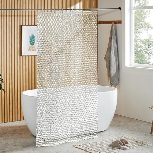 NTBAY EVA Shower Curtain Liner, 36 x 72, 6 Gauge, Clear Water Cube | Water-repellent EVA Liner with 3 Bottom Magnets, 12 Reinforced Grommets, and 12 Plastic Hooks - color: Clear Water Cube, size: 36"W x 72"L (Pack of 1)