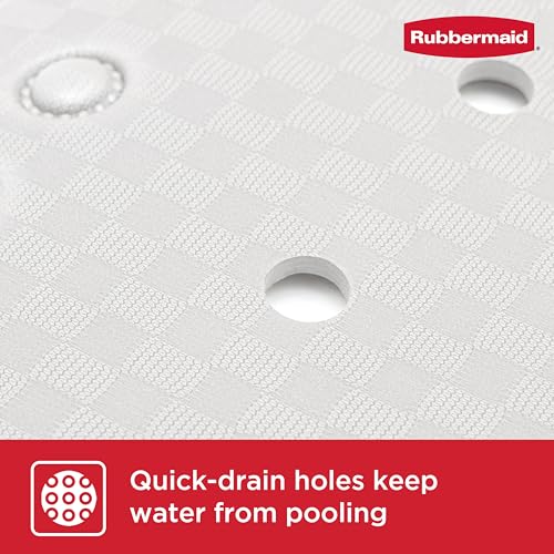Rubbermaid Soft Foam Tub Mat, Non-Slip Bath Mat with Quick-Drain Holes, 35.88 x 17 Inch BPA-Free Shower Mat for Inside Bathtub or Shower, White - color: White
